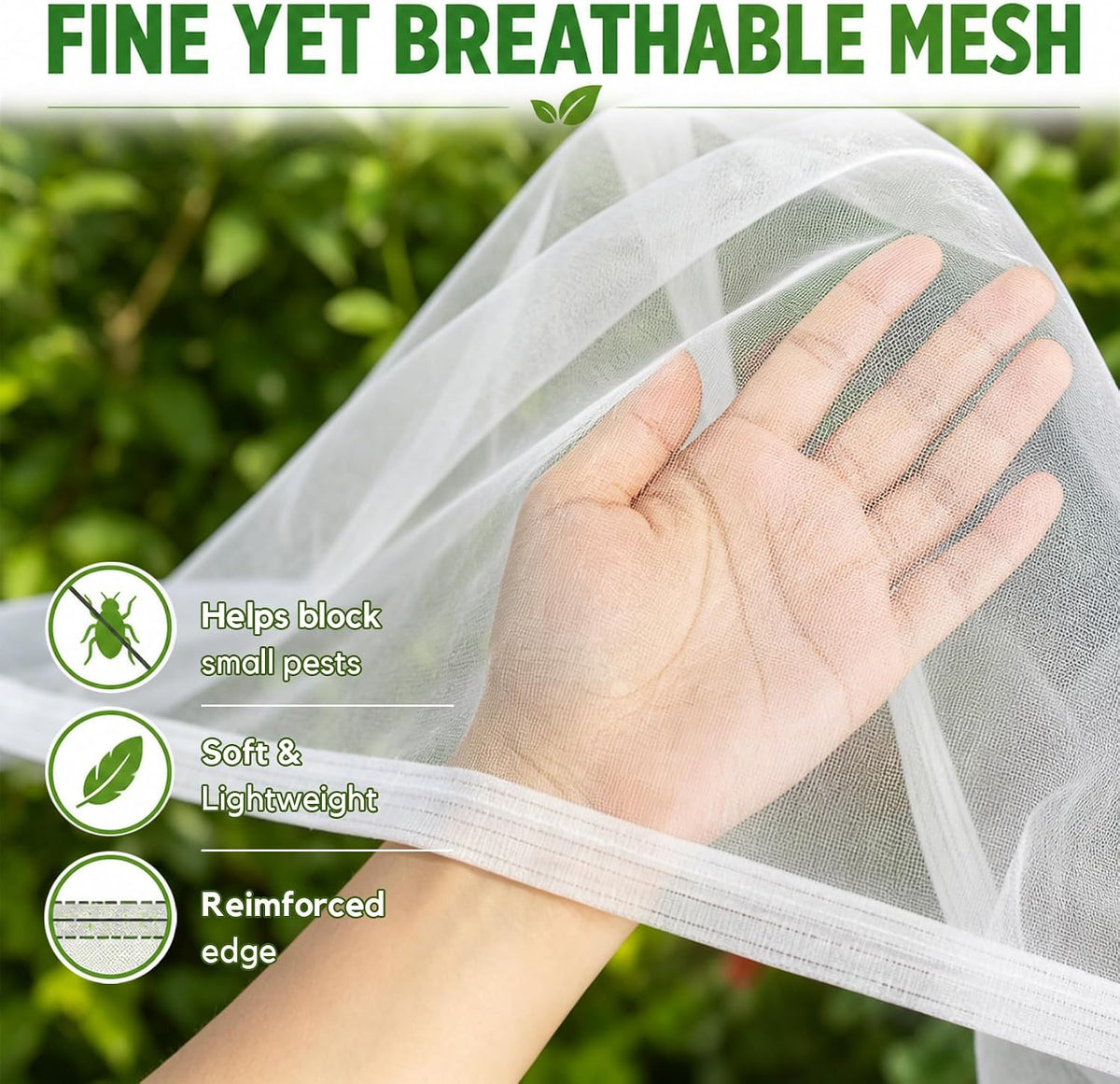 Garden Netting 10 x 5 FT - 60 Mesh Plant Cover for Raised Beds