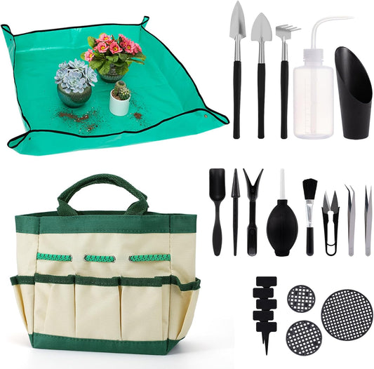 44pcs Small Gardening Tools Gifts for Women Beginners, Green