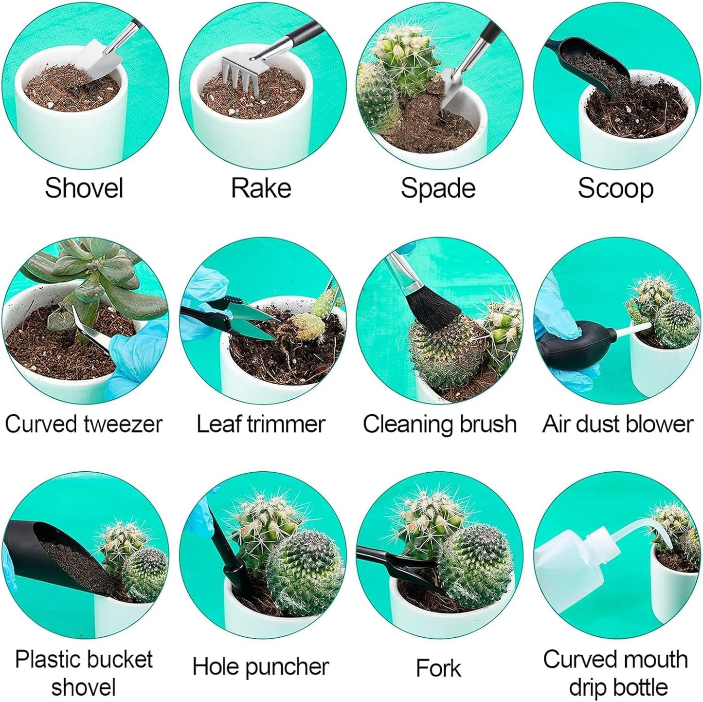 44pcs Small Gardening Tools Gifts for Women Beginners, Green