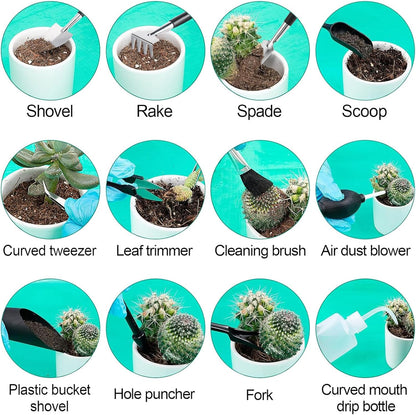 44pcs Small Gardening Tools Gifts for Women Beginners, Green