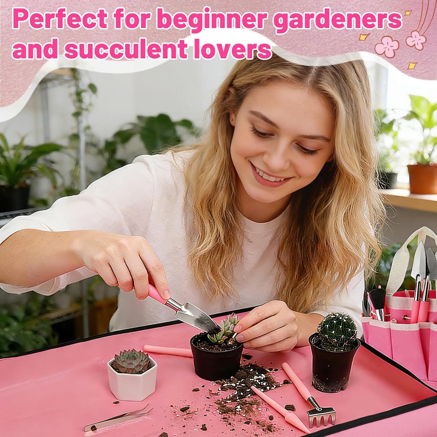 44pcs Small Gardening Tools Gifts for Women Beginners, Green