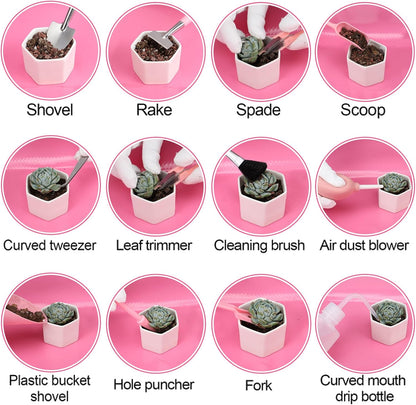 44pcs Small Gardening Tools Gifts for Women Beginners, Green