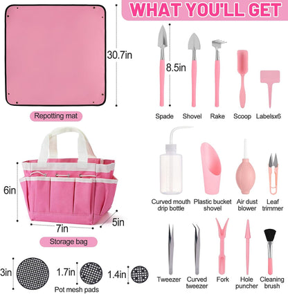 44pcs Small Gardening Tools Gifts for Women Beginners, Green