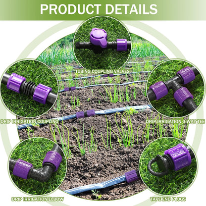 500' 5/8 Inch Drip Tape Irrigation Tubing Kit 16 Mil 6" Spacing Garden Hose Watering Tube Line Automatic Equipment for Garden Irrigation System Farms, Landscape, Lawn