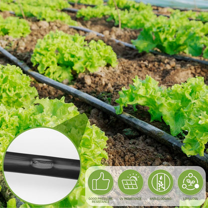 500' 5/8 Inch Drip Tape Irrigation Tubing Kit 16 Mil 6" Spacing Garden Hose Watering Tube Line Automatic Equipment for Garden Irrigation System Farms, Landscape, Lawn
