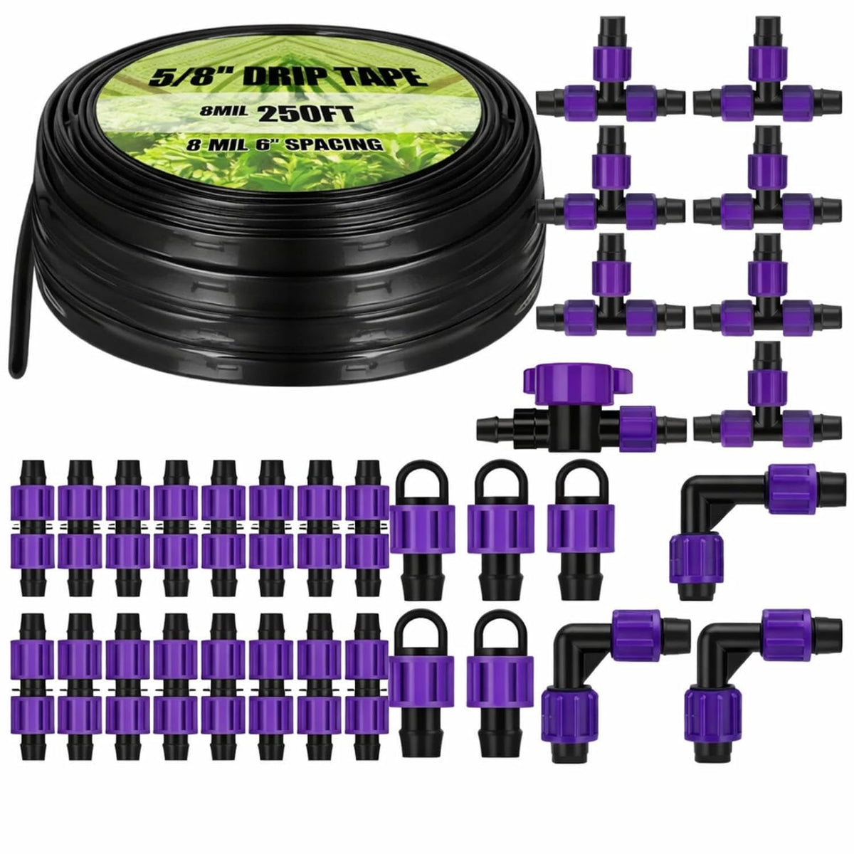 500' 5/8 Inch Drip Tape Irrigation Tubing Kit 16 Mil 6" Spacing Garden Hose Watering Tube Line Automatic Equipment for Garden Irrigation System Farms, Landscape, Lawn