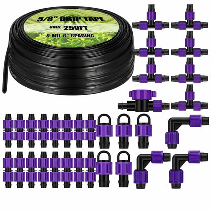 500' 5/8 Inch Drip Tape Irrigation Tubing Kit 16 Mil 6" Spacing Garden Hose Watering Tube Line Automatic Equipment for Garden Irrigation System Farms, Landscape, Lawn