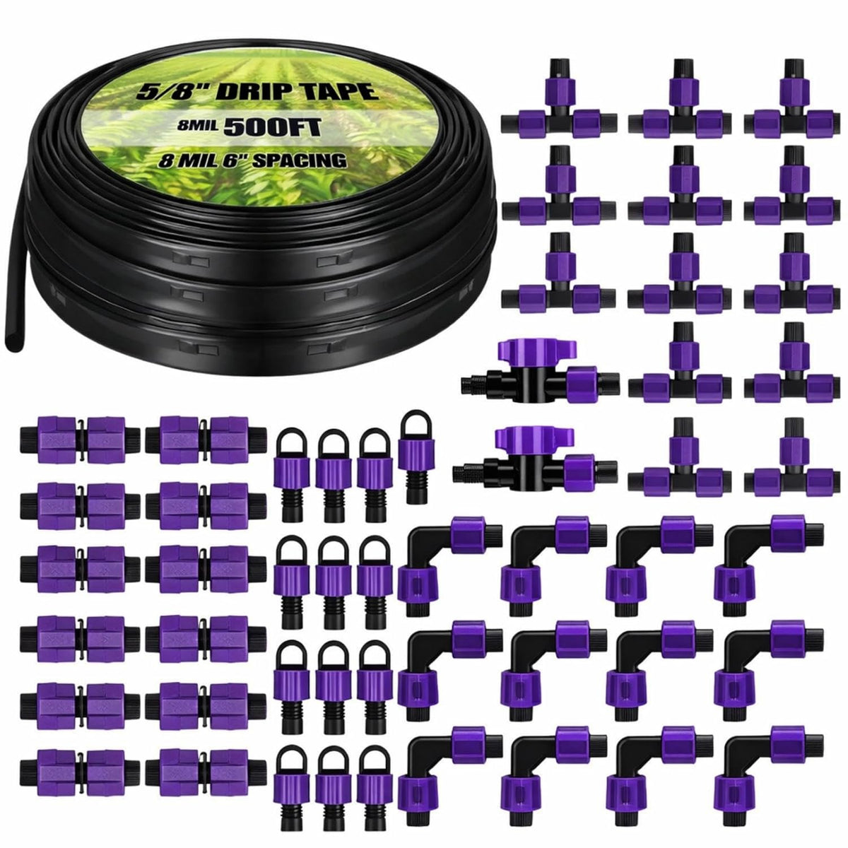 500' 5/8 Inch Drip Tape Irrigation Tubing Kit 16 Mil 6" Spacing Garden Hose Watering Tube Line Automatic Equipment for Garden Irrigation System Farms, Landscape, Lawn