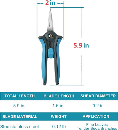 6 Inch Micro Tip Pruning Snips Stainless Steel Floral Bonsai Shears