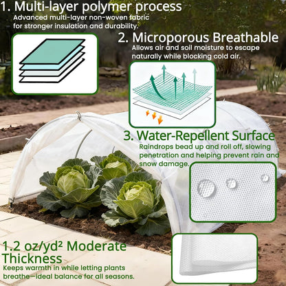 5.2Ft x 20ft Frost Protection Plant Cover – 1.2 oz/yd² Garden Freeze Blanket with Clips & Ground Stakes for Outdoor Winter Plant Protection, Reusable Floating Row Cover for Garden Vegetables