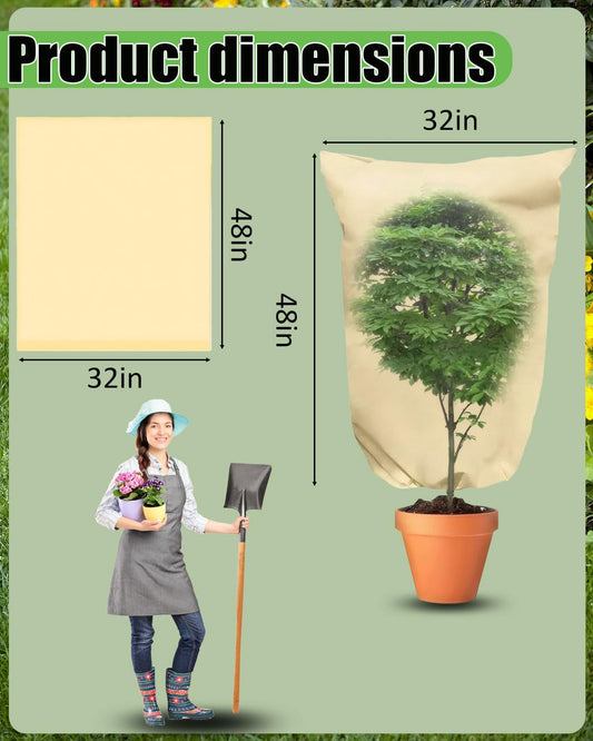 Plant Covers Freeze Protection, (31.5"x47.3") with Drawstring Plant Covers, Heavy Duty 2.82 oz/yd² Frost Blankets for Patio Winterizing Shrubs Trees (3 Pack