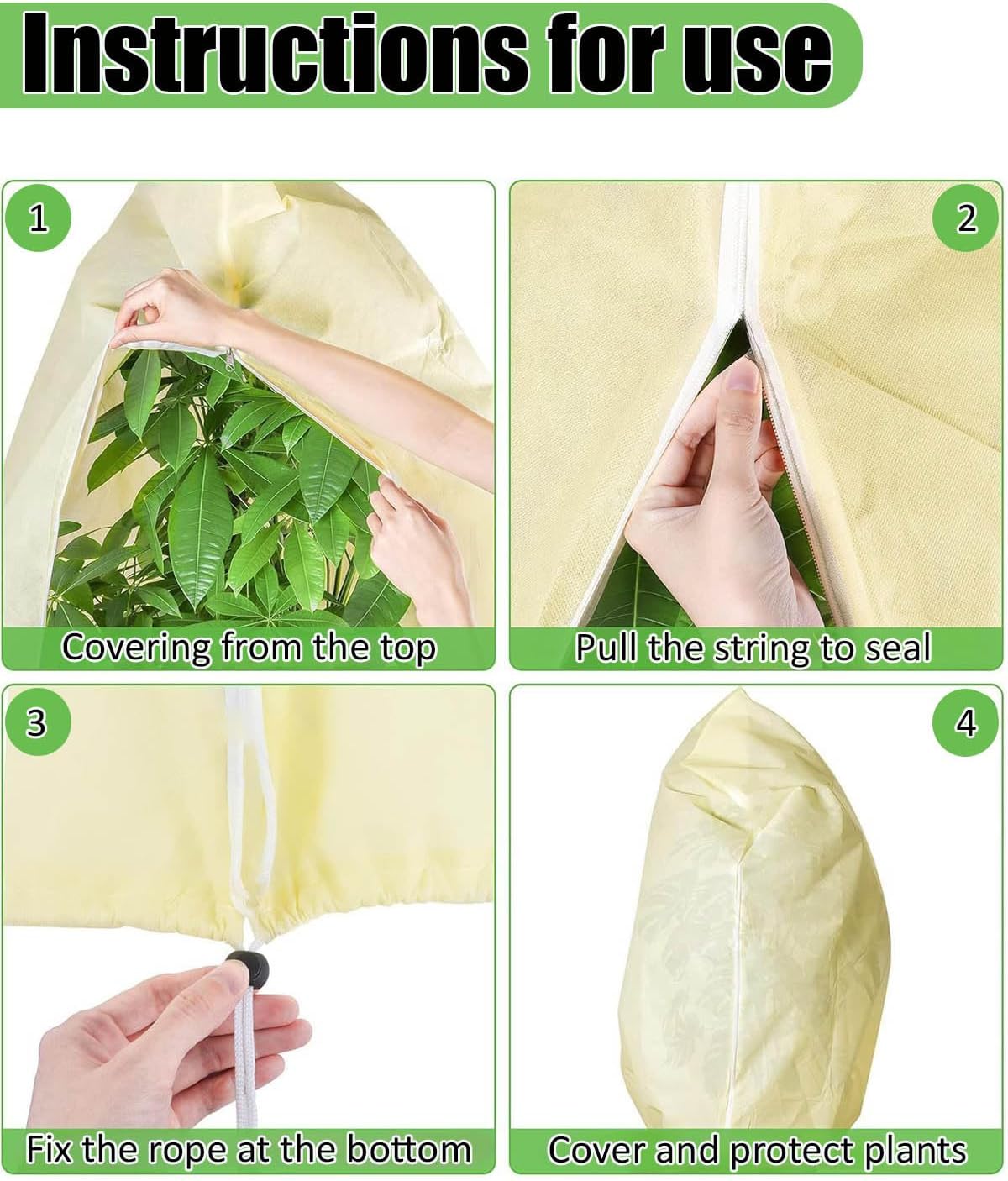 Plant Covers Freeze Protection, (31.5"x47.3") with Drawstring Plant Covers, Heavy Duty 2.82 oz/yd² Frost Blankets for Patio Winterizing Shrubs Trees (3 Pack