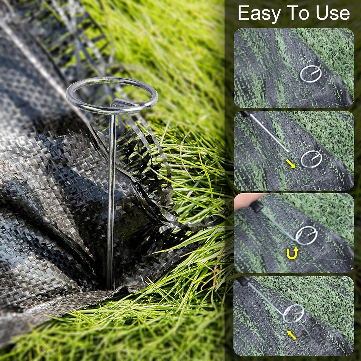 120 Pcs Garden Landscape Staples - 12 Gauge Circle Top Landscape Pins - 6 Inch Galvanized Landscape Pins Garden Stakes with 1Pc Nail Lifter for Securing Yard Garden Lawn Fabric Weed Barrier