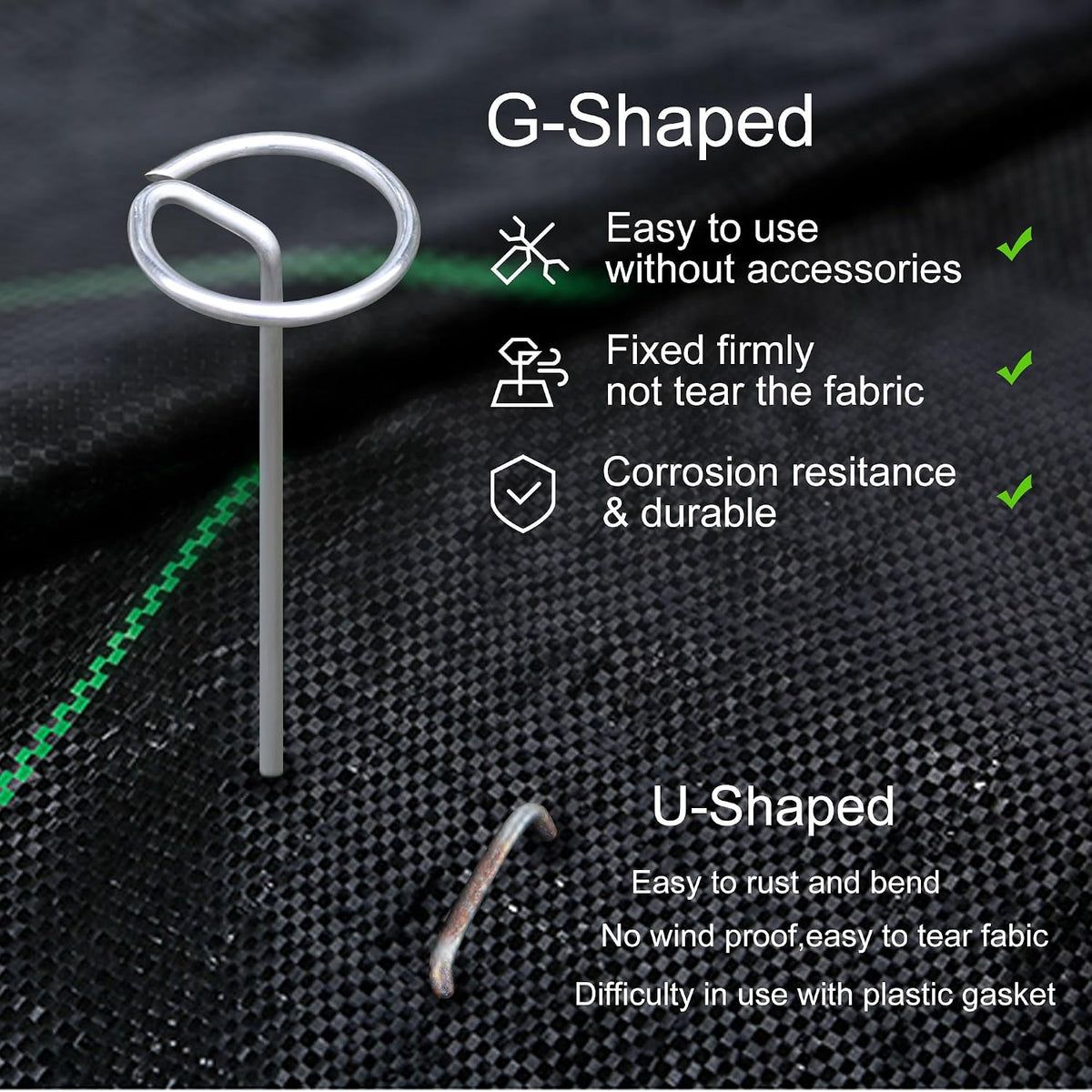 120 Pcs Garden Landscape Staples - 12 Gauge Circle Top Landscape Pins - 6 Inch Galvanized Landscape Pins Garden Stakes with 1Pc Nail Lifter for Securing Yard Garden Lawn Fabric Weed Barrier