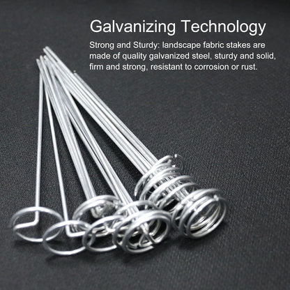 120 Pcs Garden Landscape Staples - 12 Gauge Circle Top Landscape Pins - 6 Inch Galvanized Landscape Pins Garden Stakes with 1Pc Nail Lifter for Securing Yard Garden Lawn Fabric Weed Barrier