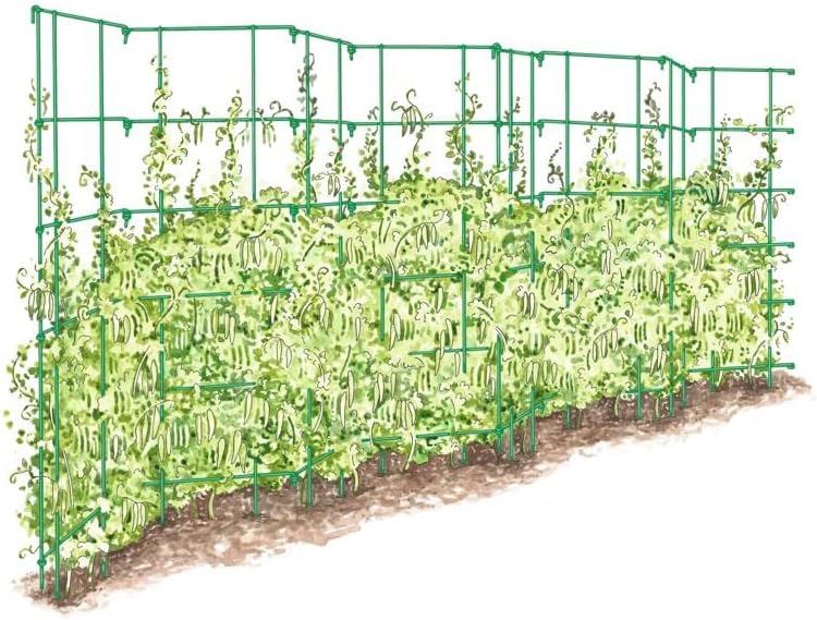 Sturdy Expandable Tall Pea Trellis for Climbing Plants | Multi-Use Heavy Duty Outdoor Garden Peas, Tomato, Cucumber Steel Plant Support | 9'-8" L x 37" H - Green