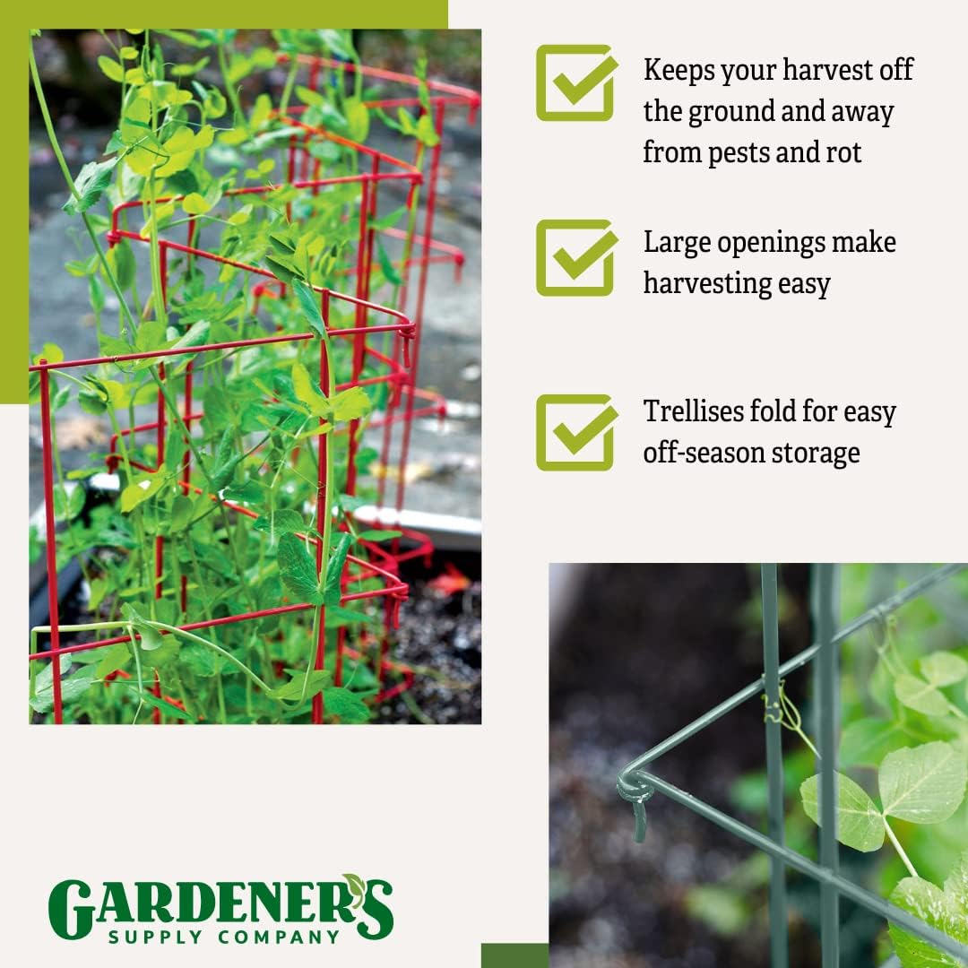Sturdy Expandable Tall Pea Trellis for Climbing Plants | Multi-Use Heavy Duty Outdoor Garden Peas, Tomato, Cucumber Steel Plant Support | 9'-8" L x 37" H - Green