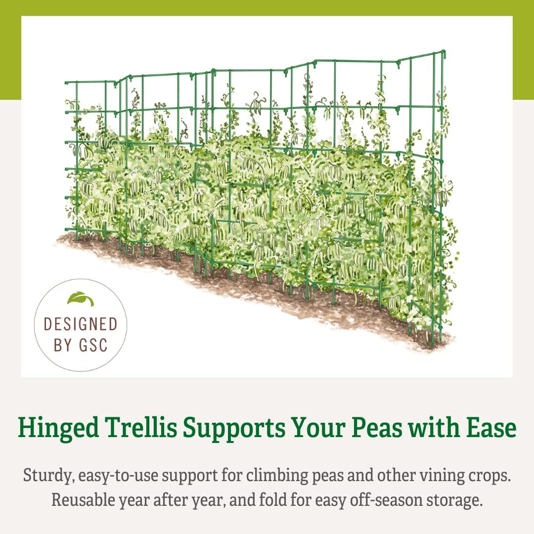 Sturdy Expandable Tall Pea Trellis for Climbing Plants | Multi-Use Heavy Duty Outdoor Garden Peas, Tomato, Cucumber Steel Plant Support | 9'-8" L x 37" H - Green