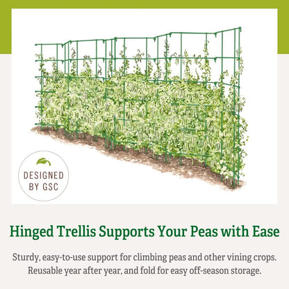 Sturdy Expandable Tall Pea Trellis for Climbing Plants | Multi-Use Heavy Duty Outdoor Garden Peas, Tomato, Cucumber Steel Plant Support | 9'-8" L x 37" H - Green