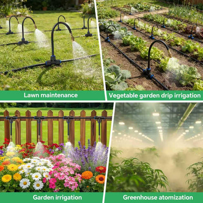 120Ft 1/4" Drip Irrigation System for Garden – 26 Adjustable Copper Nozzles, Automatic Atomizing Sprinkler System for Outdoor Plants Raised Bed, Yard, Potted Plants & Lawn