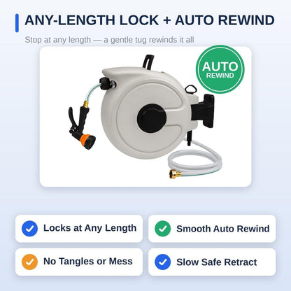 Retractable Garden Hose Reel 100 ft, Auto Rewind