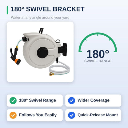 Retractable Garden Hose Reel 100 ft, Auto Rewind