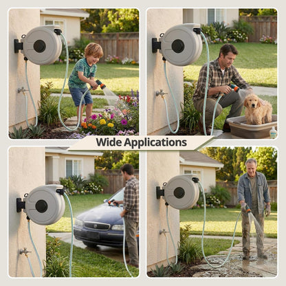 Retractable Garden Hose Reel 100 ft, Auto Rewind