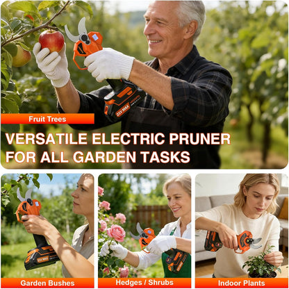 Electric Pruning Shears, Upgraded 2.1" Cutting Garden Shears with LCD Display, Brushless Motor Cordless Power Pruner with 2.0 Ah*2 Batteries for Garden Tree Pruner Branch