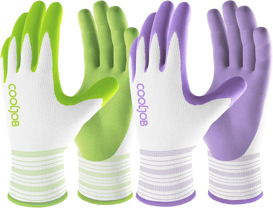 6 Pairs Gardening Gloves for Women, Breathable Rubber Coated, M