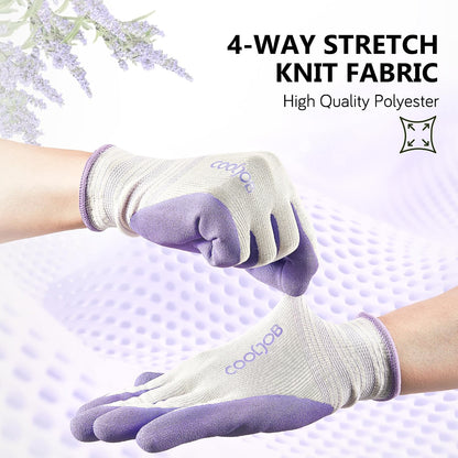 6 Pairs Gardening Gloves for Women, Breathable Rubber Coated, M