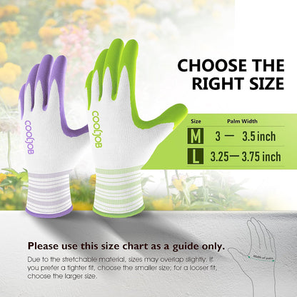 6 Pairs Gardening Gloves for Women, Breathable Rubber Coated, M