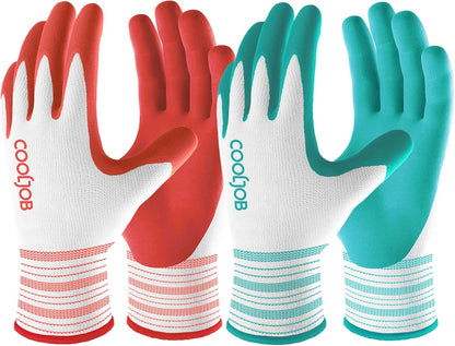 6 Pairs Gardening Gloves for Women, Breathable Rubber Coated, M