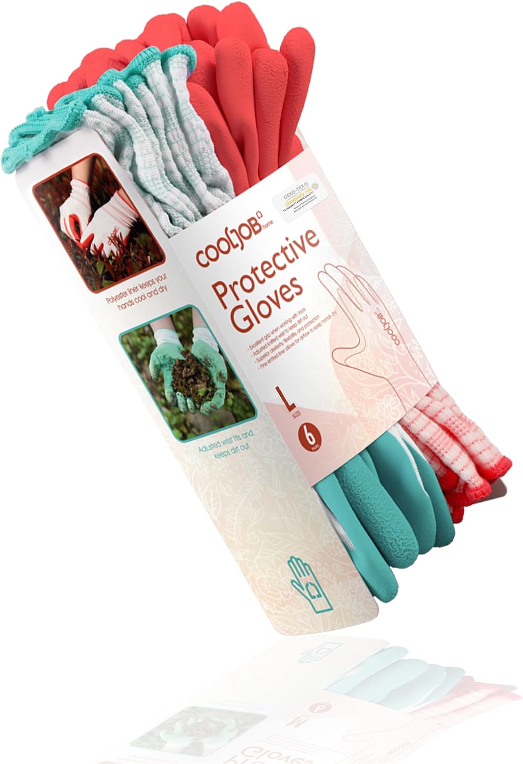 6 Pairs Gardening Gloves for Women, Breathable Rubber Coated, M