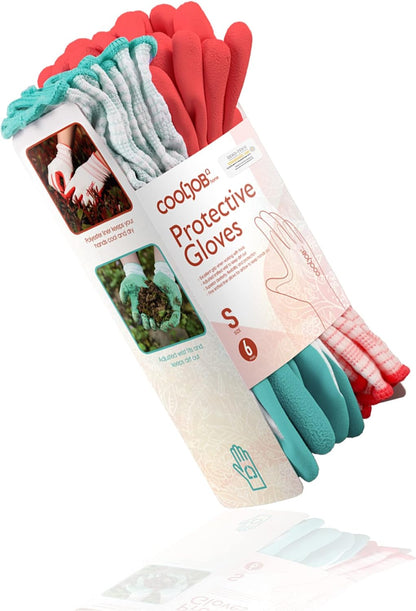 6 Pairs Gardening Gloves for Women, Breathable Rubber Coated, M