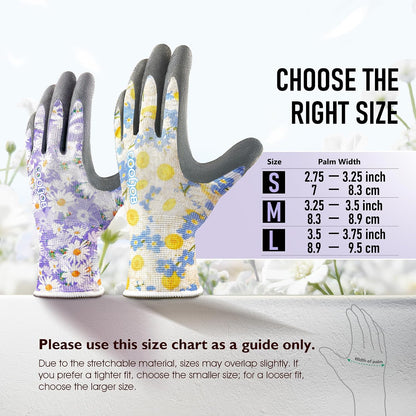 6 Pairs Gardening Gloves for Women, Breathable Rubber Coated, M