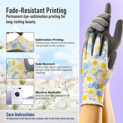 6 Pairs Gardening Gloves for Women, Breathable Rubber Coated, M