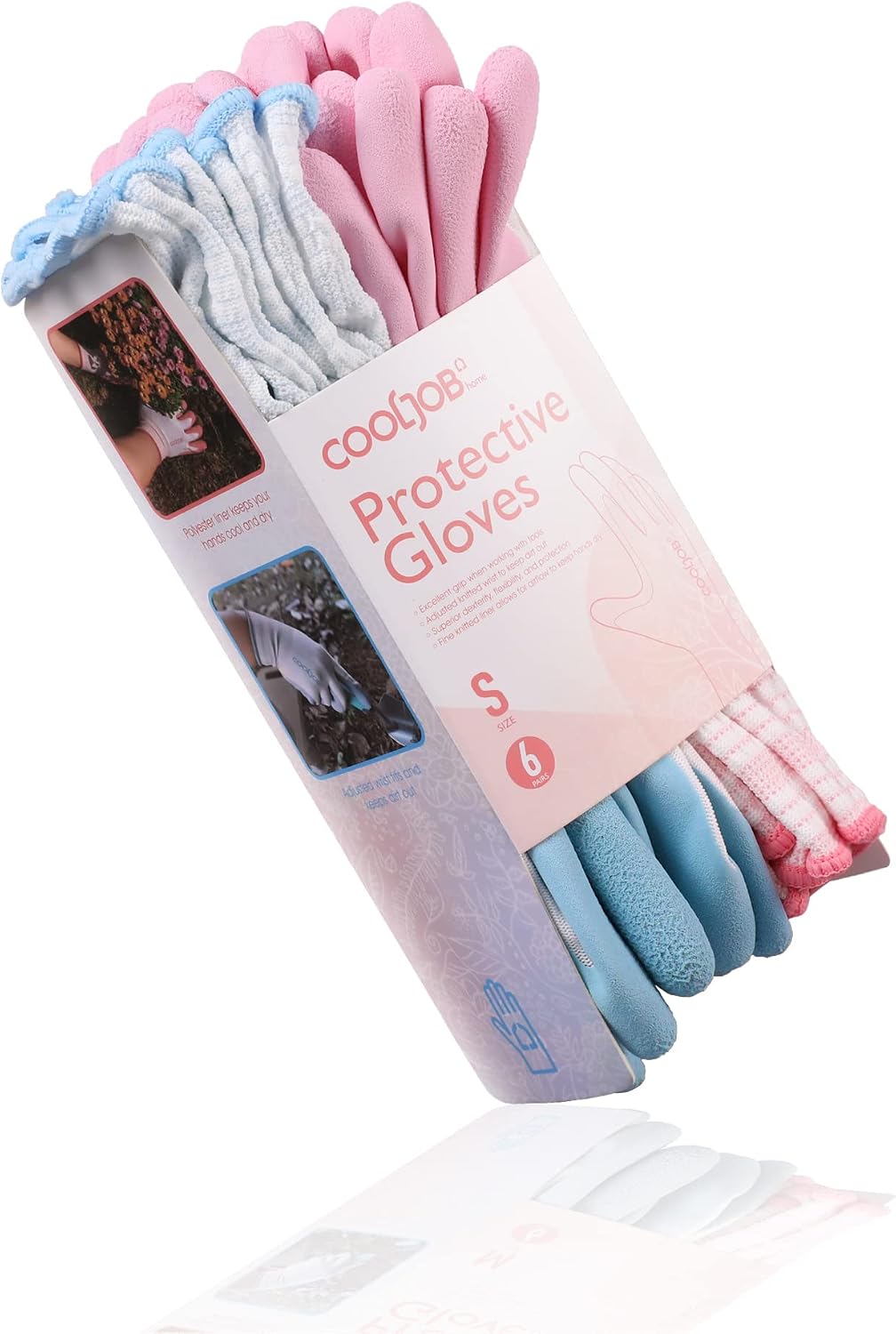 6 Pairs Gardening Gloves for Women, Breathable Rubber Coated, M