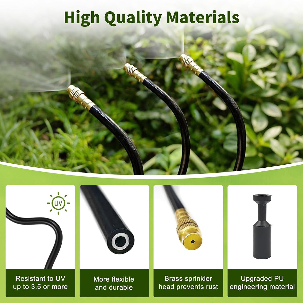 60FT Drip Irrigation System, Automatic Garden Watering Kit with 360° Bendable Hose & 20 Adjustable Nozzles, Water Pressure Powered Sprinkler System for Greenhouse, Lawn, Garden,Yard & Plants