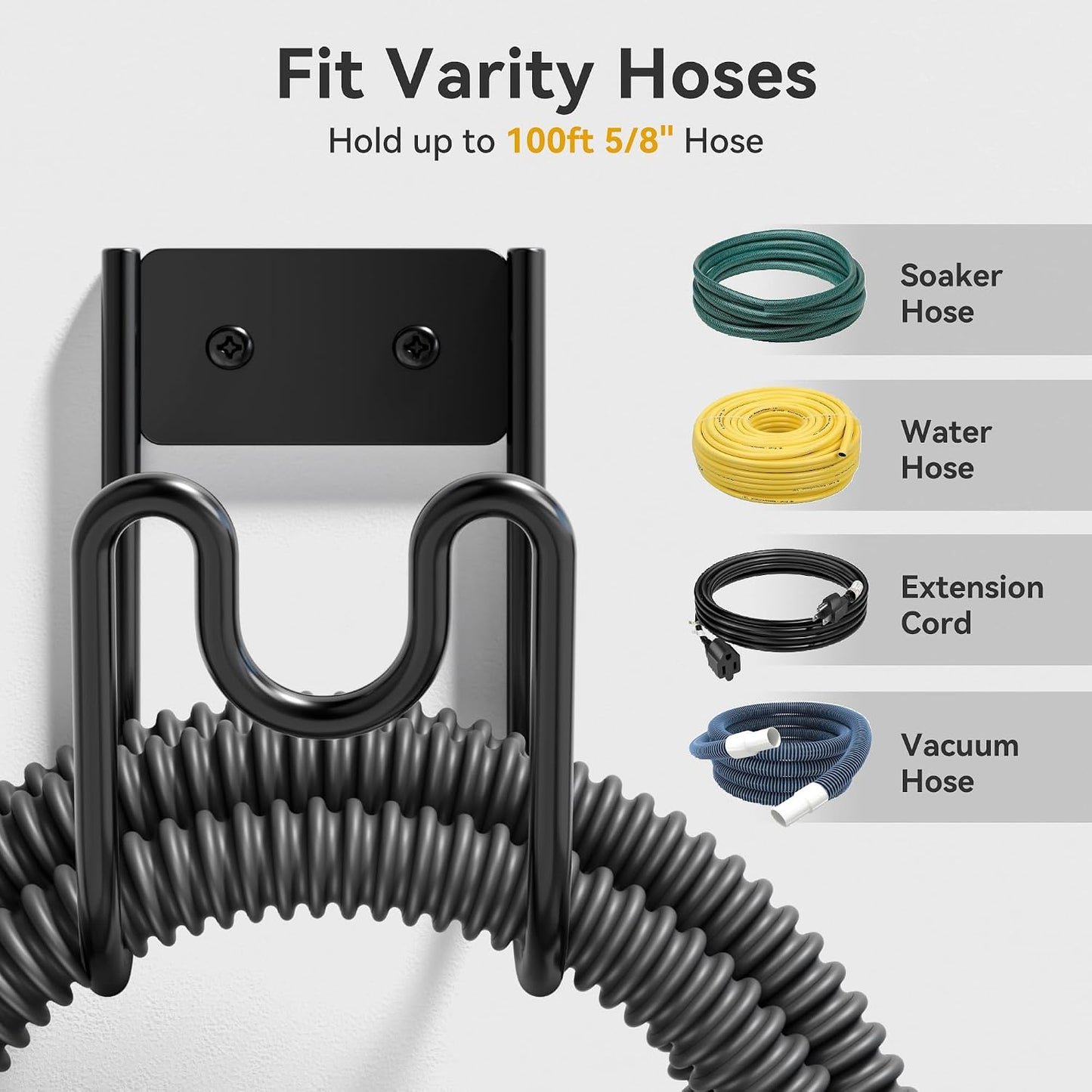 Garden Hose Holder Wall Mount - Water Hose Hanger Heavy Duty Hose Rack for Extension Cords Vacuum Hose