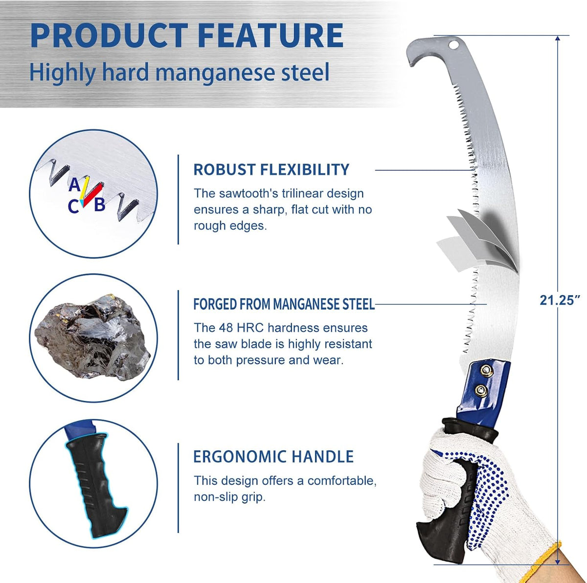 14 Feet Pole Saw Tree Trimming Pruning Saw High Reach Lightweight Manual Stainless Steel Extension Pole Cutter Long Branch Trimmer Tree Pole Pruner Saw Blades for Trees Branches Sawing and Shearing
