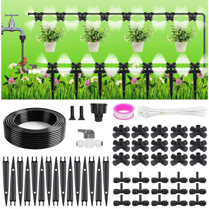 50FT Drip Irrigation System Kit, Garden Watering System