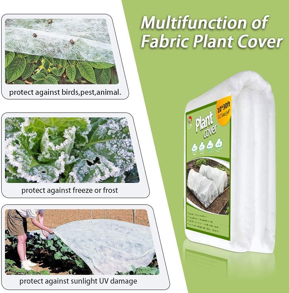 Plant Covers Freeze Protection, 10ft x 30ft 1.0oz/yd² Reusable Floating Row Cover, Frost Cloth for Outdoor Plants, Breathable Frost Blanket for Winter Cold Weather & Pest Protection