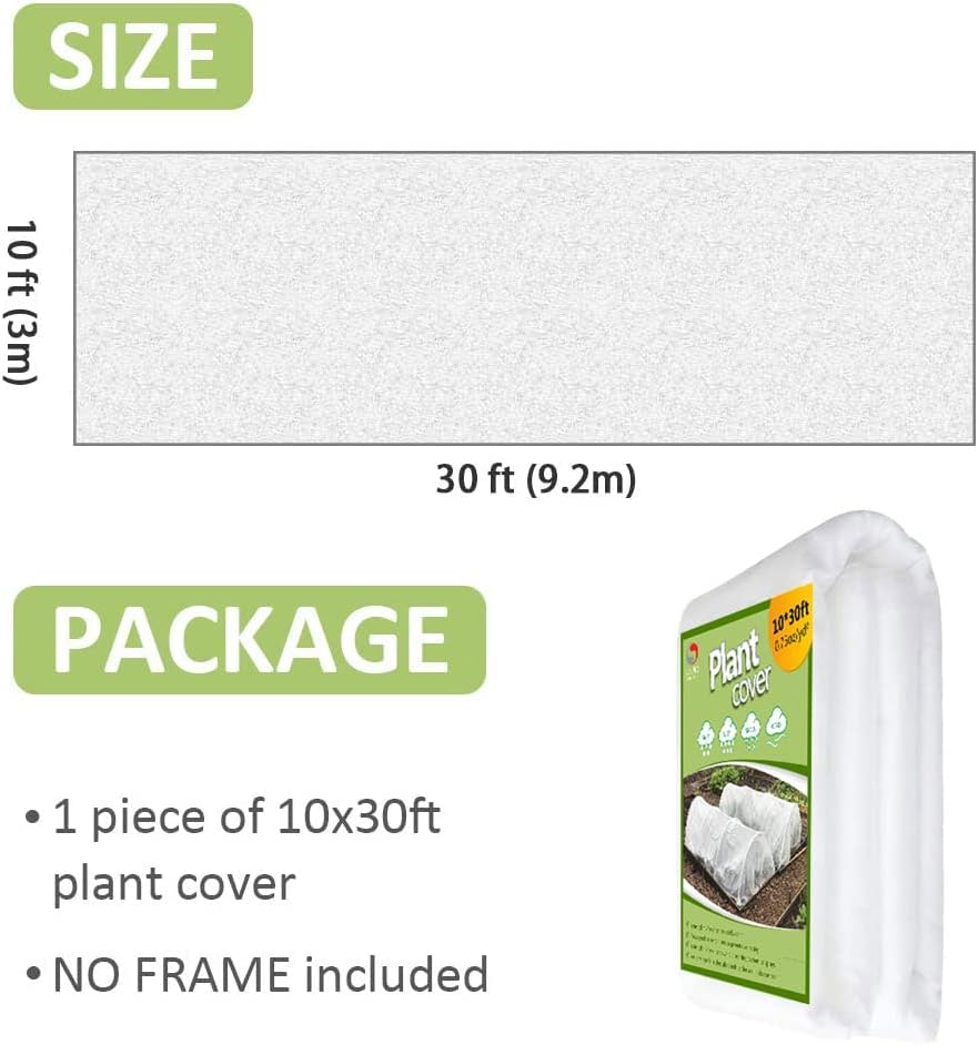 Plant Covers Freeze Protection, 10ft x 30ft 1.0oz/yd² Reusable Floating Row Cover, Frost Cloth for Outdoor Plants, Breathable Frost Blanket for Winter Cold Weather & Pest Protection