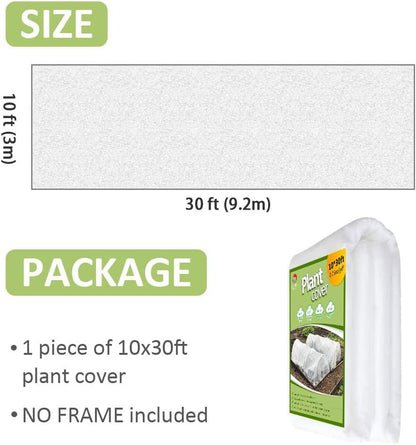 Plant Covers Freeze Protection, 10ft x 30ft 1.0oz/yd² Reusable Floating Row Cover, Frost Cloth for Outdoor Plants, Breathable Frost Blanket for Winter Cold Weather & Pest Protection