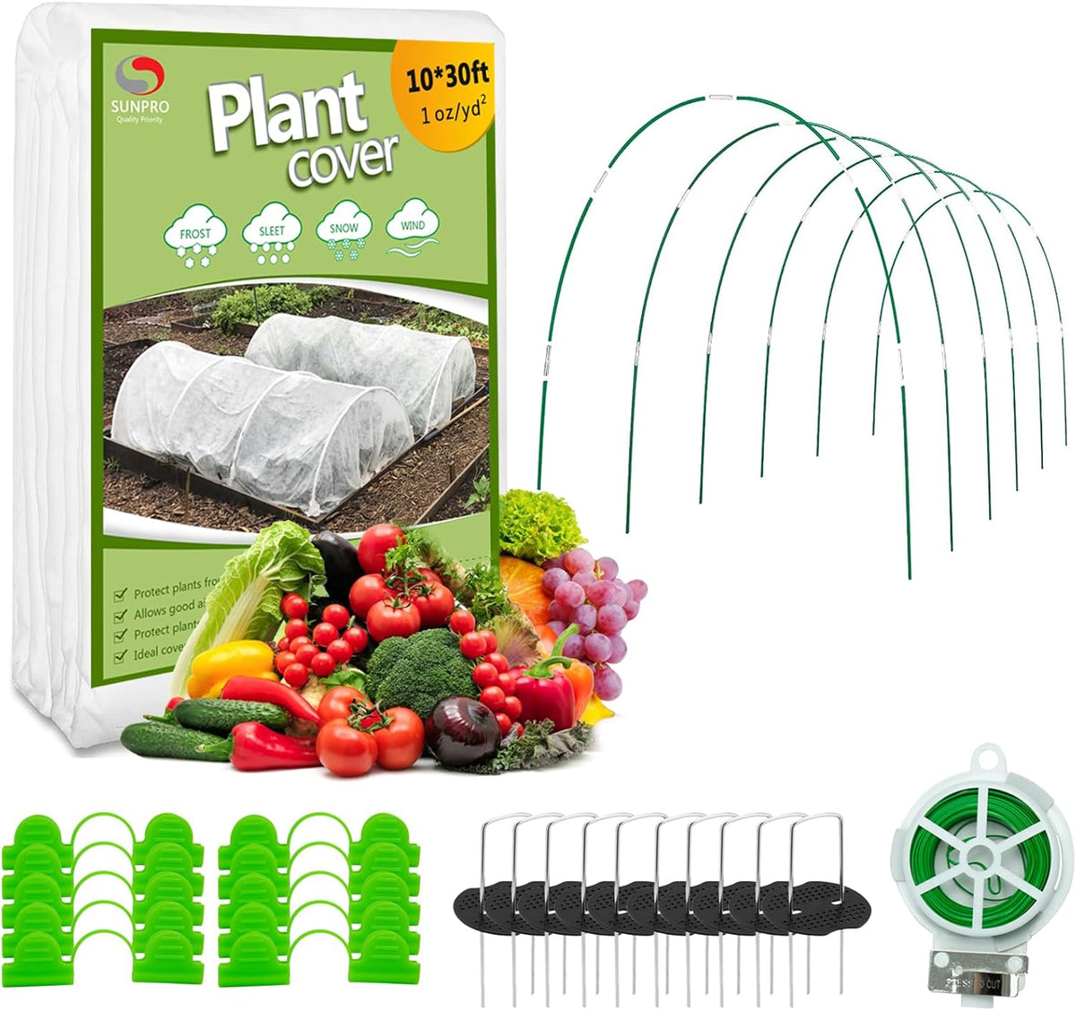 Plant Covers Freeze Protection, 10ft x 30ft 1.0oz/yd² Reusable Floating Row Cover, Frost Cloth for Outdoor Plants, Breathable Frost Blanket for Winter Cold Weather & Pest Protection