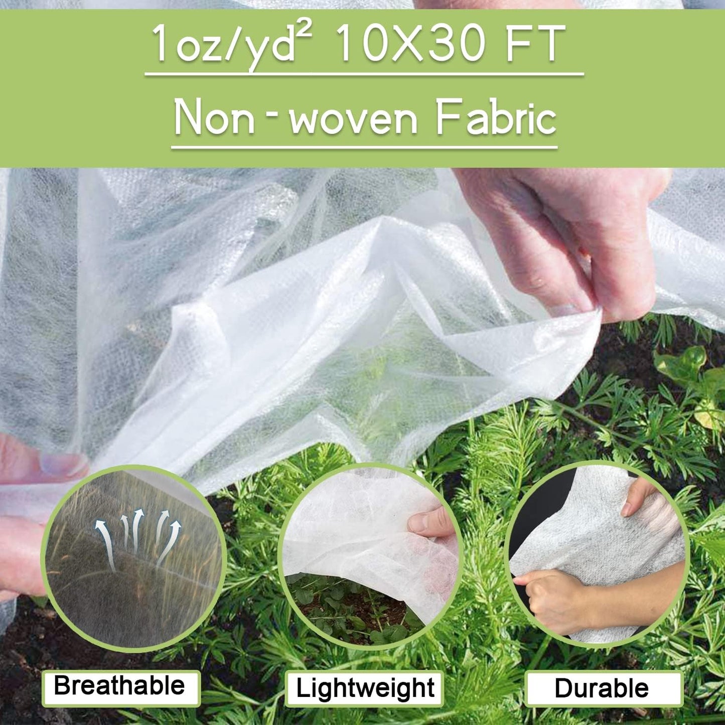 Plant Covers Freeze Protection, 10ft x 30ft 1.0oz/yd² Reusable Floating Row Cover, Frost Cloth for Outdoor Plants, Breathable Frost Blanket for Winter Cold Weather & Pest Protection