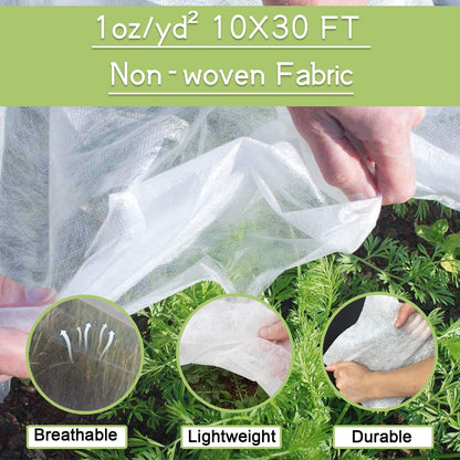 Plant Covers Freeze Protection, 10ft x 30ft 1.0oz/yd² Reusable Floating Row Cover, Frost Cloth for Outdoor Plants, Breathable Frost Blanket for Winter Cold Weather & Pest Protection