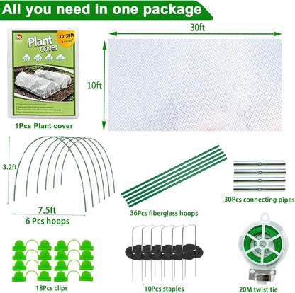 Plant Covers Freeze Protection, 10ft x 30ft 1.0oz/yd² Reusable Floating Row Cover, Frost Cloth for Outdoor Plants, Breathable Frost Blanket for Winter Cold Weather & Pest Protection