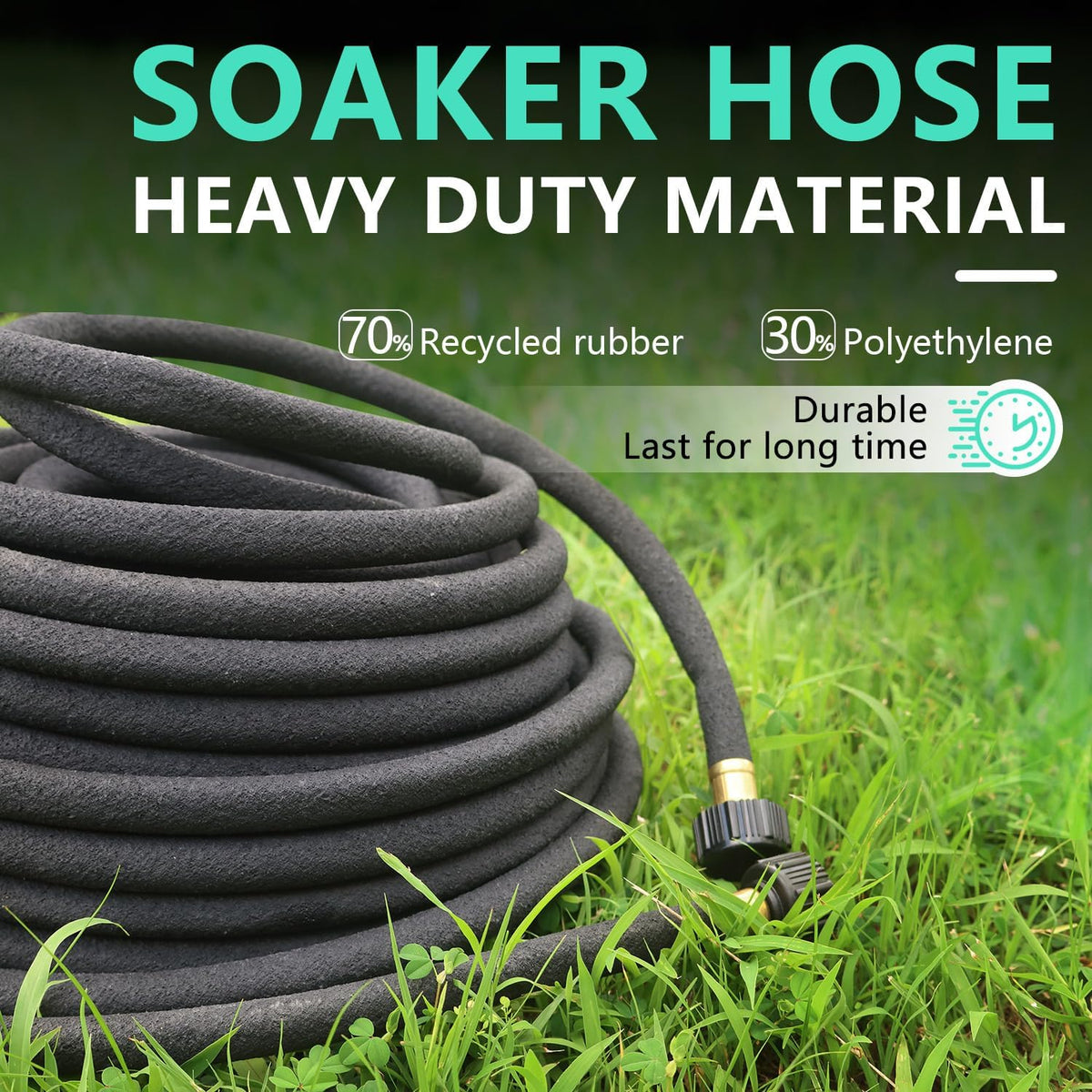 4-Pack Soaker Hose for Garden 10 Ft, Short Soaker Hoses 40 Ft, Rubber Garden Hose for Watering, Heavy Duty Drip Irrigation Hoses System (10 feet 4-Pack)