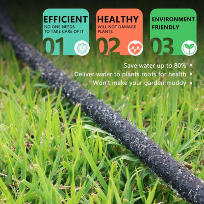 4-Pack Soaker Hose for Garden 10 Ft, Short Soaker Hoses 40 Ft, Rubber Garden Hose for Watering, Heavy Duty Drip Irrigation Hoses System (10 feet 4-Pack)